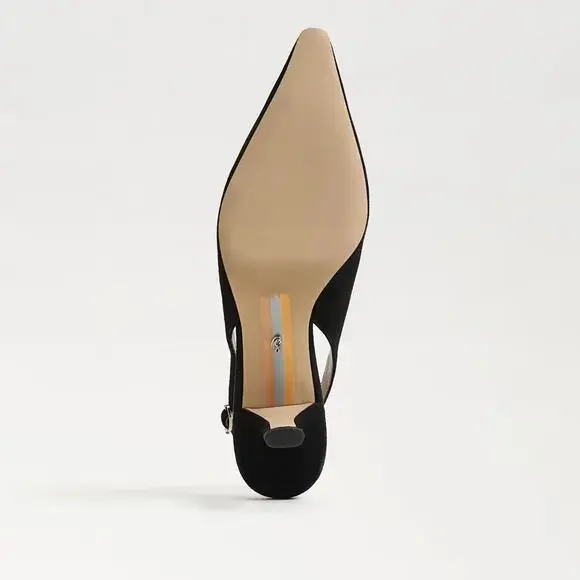 Sam Edelman Bianka Pump Women's 7.5 Black Suede Kitten Heel Slingback ZOGG2293 - Picture 13 of 14